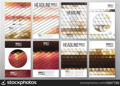 Business vector templates for brochure, flyer or booklet. Night city landscape. Collection of abstract multicolored backgrounds. Natural geometrical patterns. Triangular style vector illustration