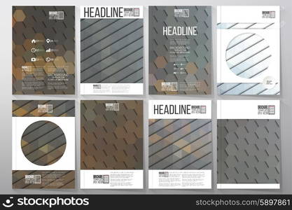 Business vector templates for brochure, flyer or booklet. Night city landscape. Collection of abstract multicolored backgrounds. Natural geometrical patterns. Triangular and hexagonal style vector