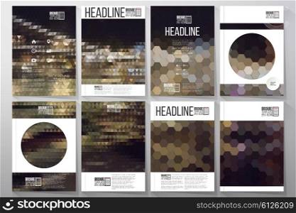 Business vector templates for brochure, flyer or booklet. Night city landscape. Collection of abstract multicolored backgrounds. Natural geometrical patterns. Triangular and hexagonal style vector
