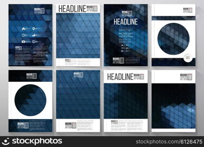 Business vector templates for brochure, flyer or booklet. Night city landscape. Collection of abstract multicolored backgrounds. Geometrical patterns. Triangular and hexagonal style vector