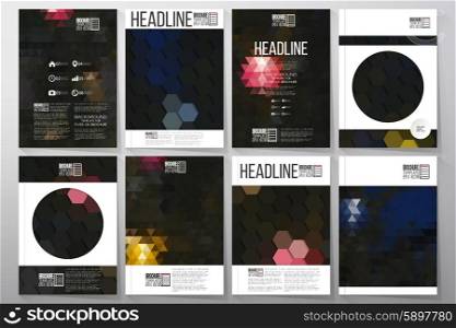 Business vector templates for brochure, flyer or booklet. Night lights in the city. Collection of abstract multicolored backgrounds. Natural geometrical patterns. Triangular and hexagonal style vector illustration