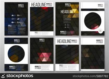 Business vector templates for brochure, flyer or booklet. Night lights in the city. Collection of abstract multicolored backgrounds. Natural geometrical patterns. Triangular style vector illustration