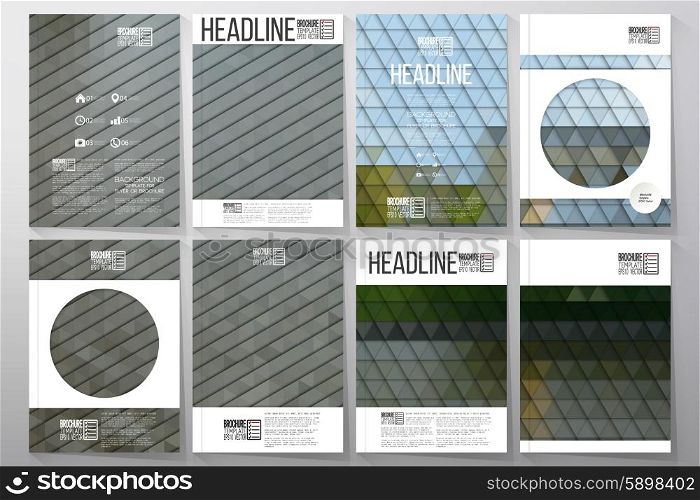 Business vector templates for brochure, flyer or booklet. Park landscape. Collection of abstract multicolored backgrounds. Natural geometrical patterns. Triangular style vector illustration