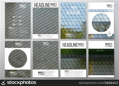 Business vector templates for brochure, flyer or booklet. Park landscape. Collection of abstract multicolored backgrounds. Natural geometrical patterns. Triangular style vector illustration