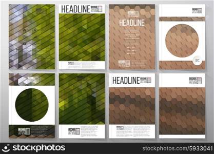 Business vector templates for brochure, flyer or booklet. Park landscape. Collection of abstract multicolored backgrounds. Natural geometrical patterns. Triangular and hexagonal style vector