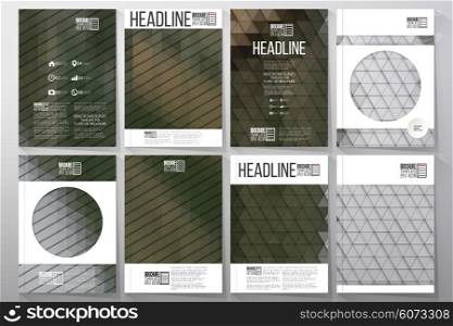 Business vector templates for brochure, flyer or booklet. Park landscape. Collection of abstract multicolored backgrounds. Geometrical patterns. Triangular style vector illustration