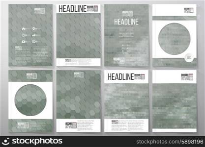 Business vector templates for brochure, flyer or booklet. Sea landscape. Collection of abstract multicolored backgrounds. Natural geometrical patterns. Triangular and hexagonal style vector