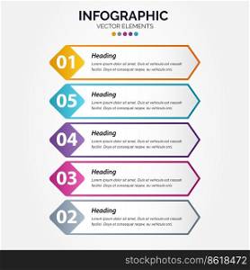 Business Vertical Infographic template circle colorful with 5 step Vector Illustration