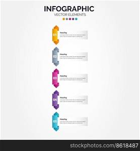 Business Vertical Infographic template. Thin line design with numbers 5 options or steps. Vector Illustration
