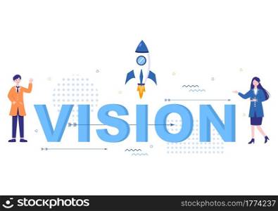 Business Vision And Target By Holding Binoculars Towards Career Success. Vector Illustration