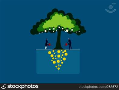 business watering money tree , investment finance, growth financial