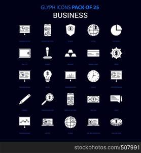 Business White icon over Blue background. 25 Icon Pack