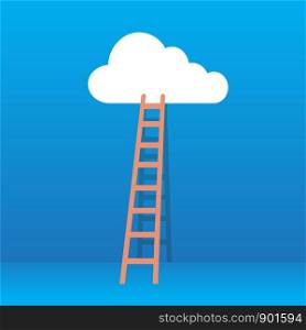 business winner concept, clouds with ladders, stock vector illustration