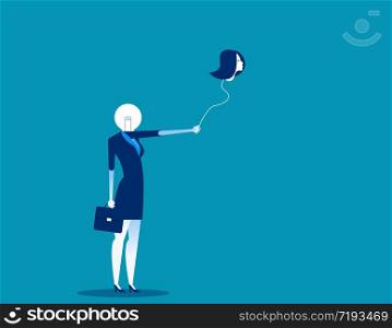 Business with balloon head. Concept business vector illustration. Holding, Human body part.. Business with balloon head. Concept business vector illustration. Holding, Human body part.