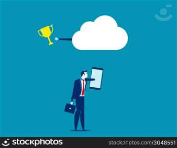 Business with cloud network technology. Concept business technology vector illustration.. Business with cloud network technology. Concept business technology vector illustration.