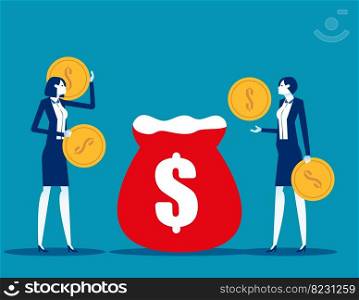 Business with investment fund. Flat vector illustration concept