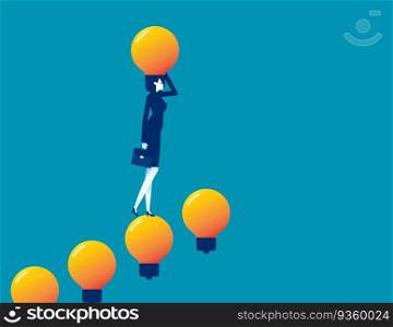 Business with light bulb ladder. Business ladder of success vector illustration