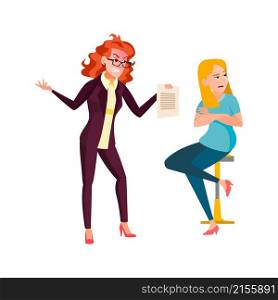 Business woman argue. problem fight. sad manager Illustration. Business woman argue vector
