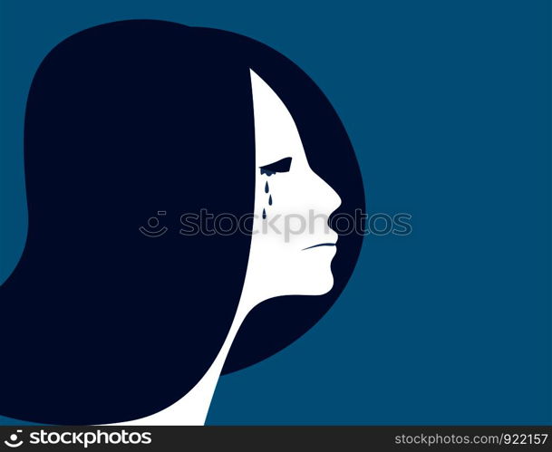 Business woman crying, depressed woman, Concept woman character illustration. vector flat