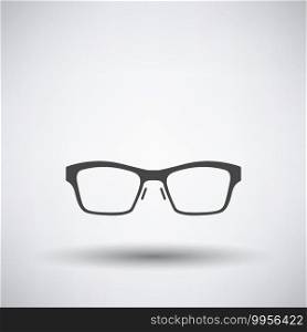 Business Woman Glasses Icon. Dark Gray on Gray Background With Round Shadow. Vector Illustration.