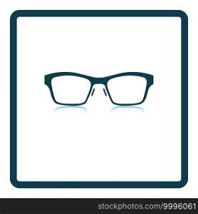 Business Woman Glasses Icon. Square Shadow Reflection Design. Vector Illustration.