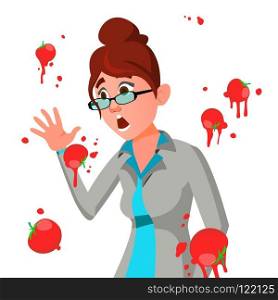 Business Woman Having Tomatoes From Crowd. Fail Speech Vector. Unsuccessful Presentation. Bad Public Speech. European. Isolated Illustration. Business Woman Having Tomatoes Fail Speech Vector. Unsuccessful Presentation. Bad Public Speech. European Woman Having Tomatoes From Crowd. Isolated Illustration