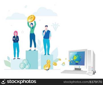 Business Woman Holding A Money Coin Icon