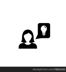 Business Woman Idea. Flat Vector Icon illustration. Simple black symbol on white background. Business Woman Idea sign design template for web and mobile UI element. Business Woman Idea Flat Vector Icon
