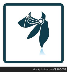 Business Woman Neck Scarf Icon. Square Shadow Reflection Design. Vector Illustration.