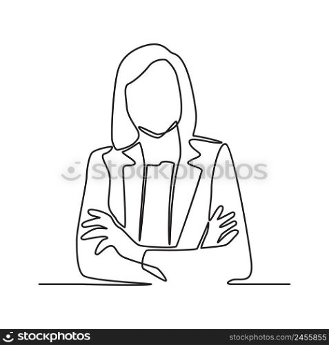 Business Woman Office Work Employee Concept Continuous Line Drawing Illustration