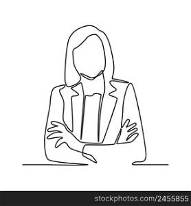 Business Woman Office Work Employee Concept Continuous Line Drawing Illustration