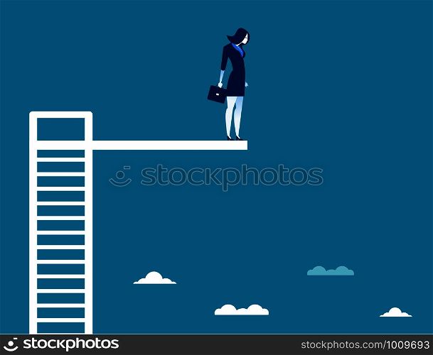 Business woman On Diving Board. Concept business vector illustration.