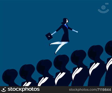 Business woman running up. Concept business illustration. Vector flat