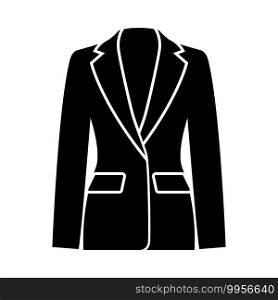 Business Woman Suit Icon. Black Stencil Design. Vector Illustration.