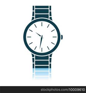 Business Woman Watch Icon. Shadow Reflection Design. Vector Illustration.