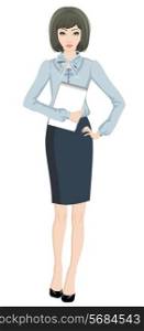 Business woman. White background