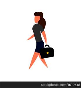 business woman with a briefcase in flat style, vector. business woman with a briefcase in flat style