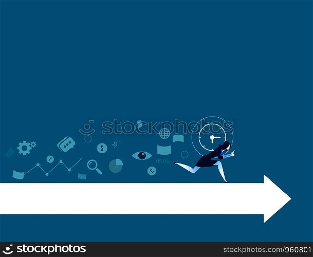 Business woman with innovation of smartphone. Concept buisness technology illustration. Vector.. Business woman with innovation of smartphone. Concept buisness technology illustration. Vector.