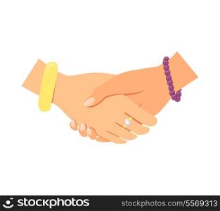 Business women handshake icon isolated vector illustration