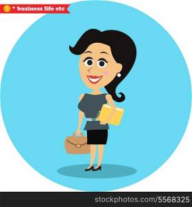 Business women life. Smart office girl vector illustration
