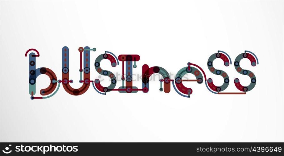 Business word lettering, wire minimalistic thin line design