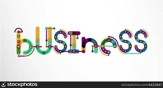 Business word lettering, wire minimalistic thin line design