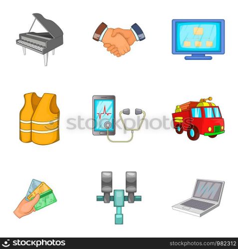 Business work icons set. Cartoon set of 9 business work vector icons for web isolated on white background. Business work icons set, cartoon style