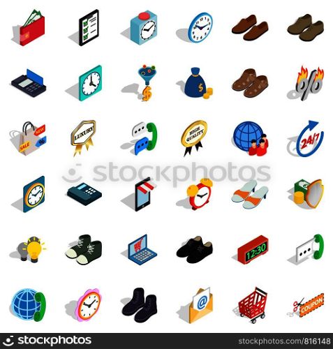 Business work icons set. Isometric style of 36 business work vector icons for web isolated on white background. Business work icons set, isometric style