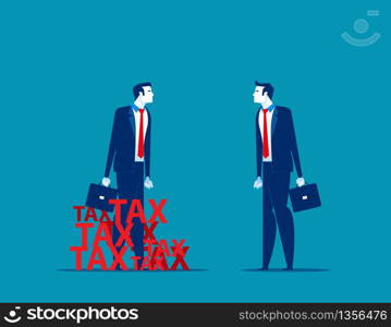 Business worker surrounded by tax. Concept business vector illustration, Tax, Revenue, Debt.