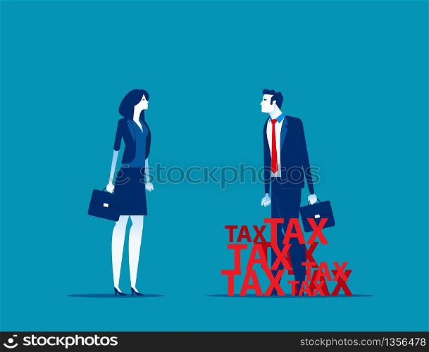 Business worker surrounded by tax. Concept business vector illustration, Tax, Revenue, Debt.
