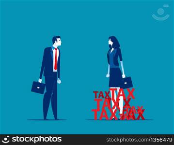 Business worker surrounded by tax. Concept business vector illustration, Tax, Revenue, Debt.