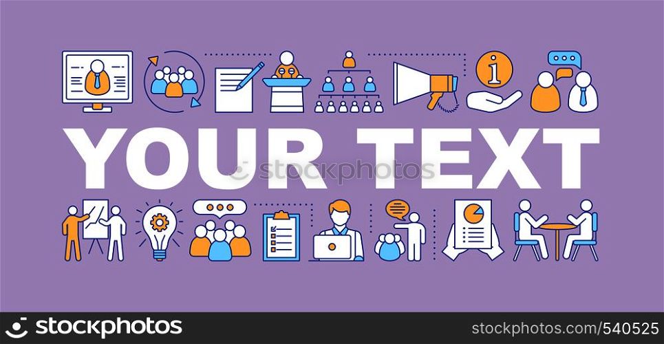 Business workshop word concepts banner. Leadership coaching. Isolated lettering typography idea with linear icons. Teamwork, partnership. Vector outline illustration. Business workshop word concepts banner