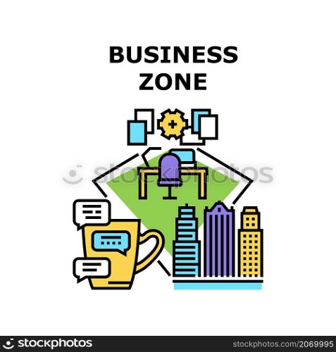 Business zone area. Comfort office. Employee city map. Colleague people. Workplace relax vector concept color illustration. Business zone icon vector illustration