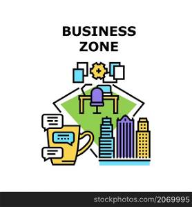 Business zone area. Comfort office. Employee city map. Colleague people. Workplace relax vector concept color illustration. Business zone icon vector illustration
